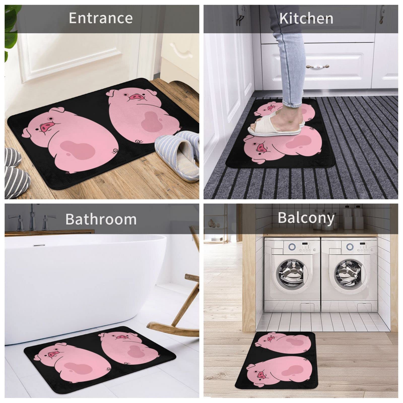 Amazon | おもしろ豚 Pig 玄関マット 可愛い 屋外 室内 滑り止め 泥